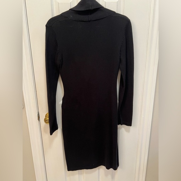 Black Longsleeve Sweater Dress with Brown/Gold Buckle Details, S - Picture 2 of 5